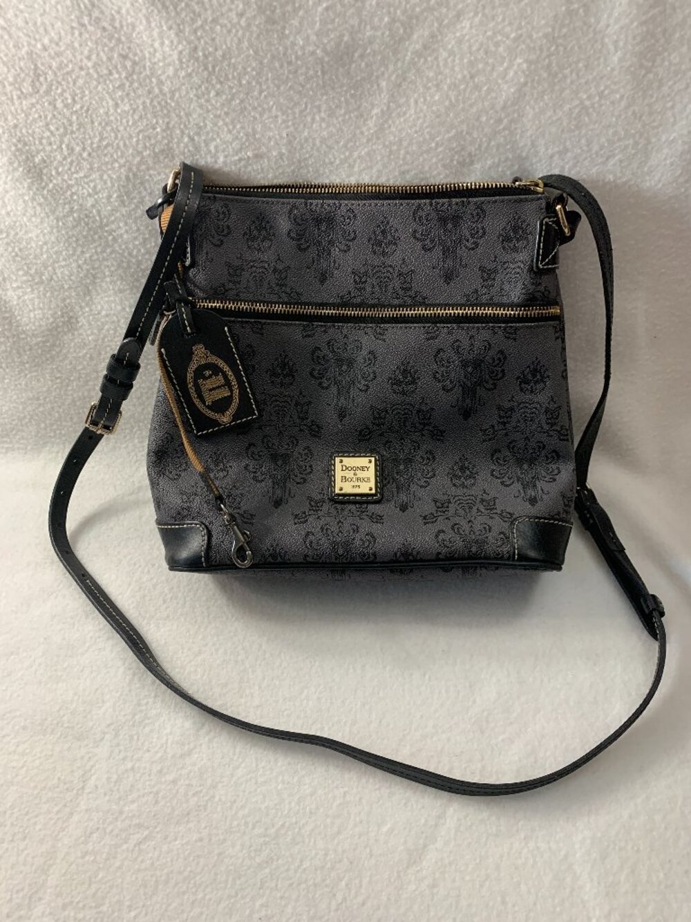 Disney Dooney & Bourke Haunted Mansion Wallpaper Letter Carrier Crossbody Bag
